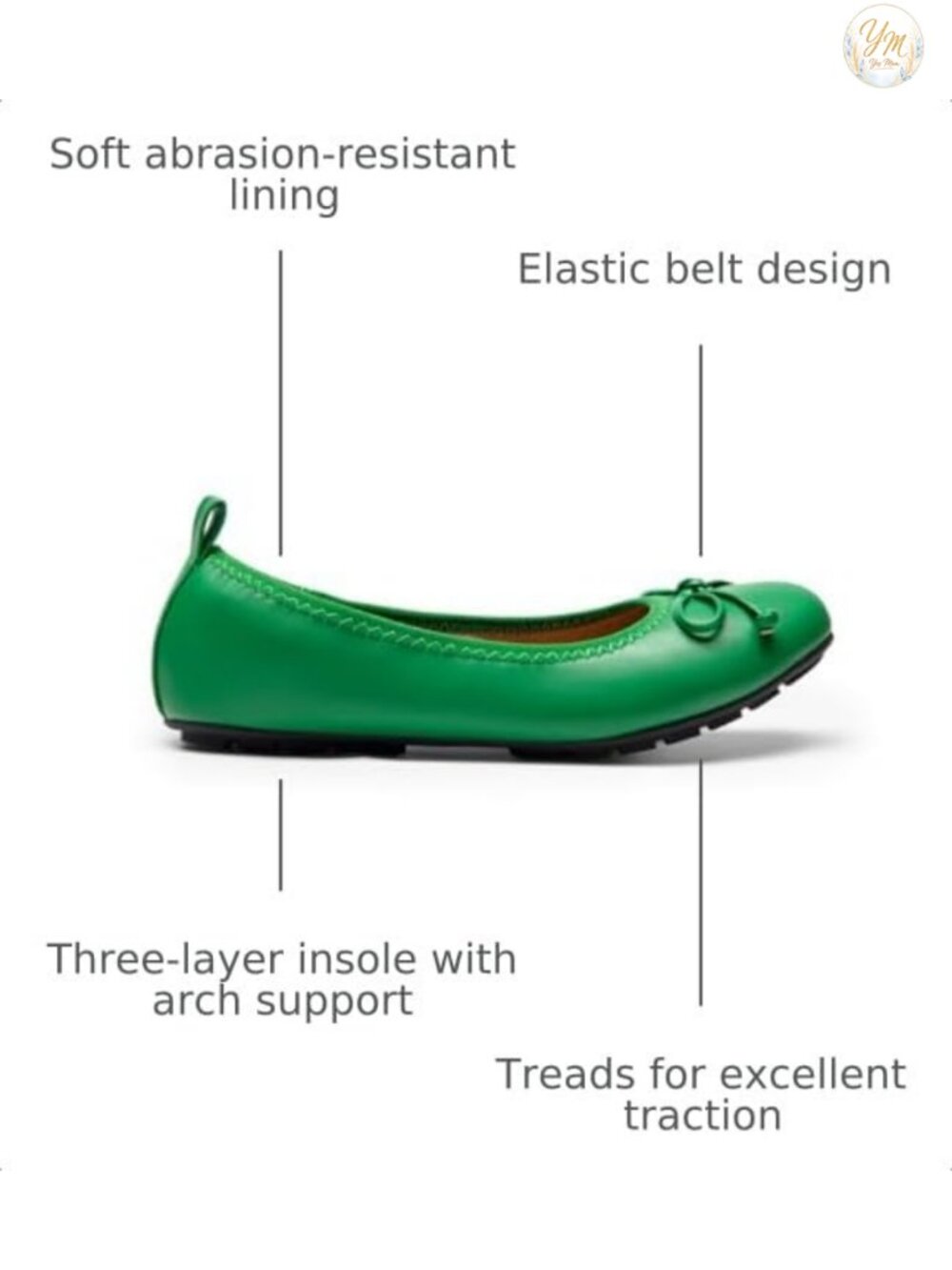 Foldable Bowknot Ballet Flats Faux Leather Cushioned Travel Flats for Women - Picture 2 of 6